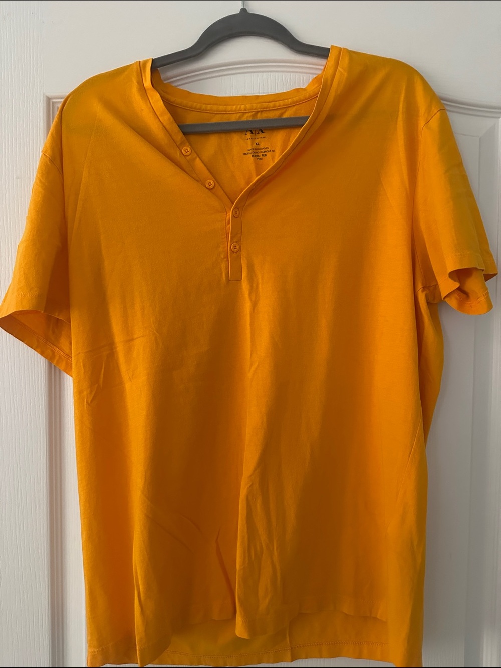 Armani Exchange Men's Short-Sleeve Henley in Orange